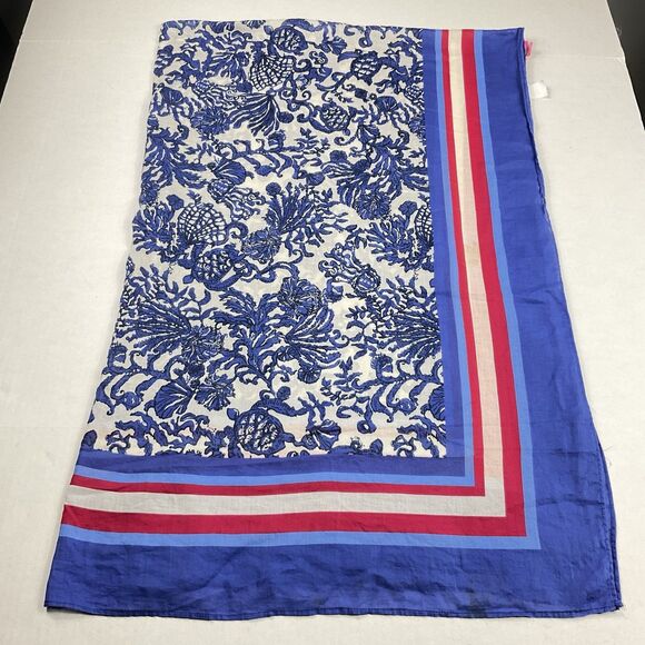 Lilly Pulitzer Womens Sarong Scarf Preppy Coastal Print OS Cover Up Wrap FLAW - Picture 1 of 10